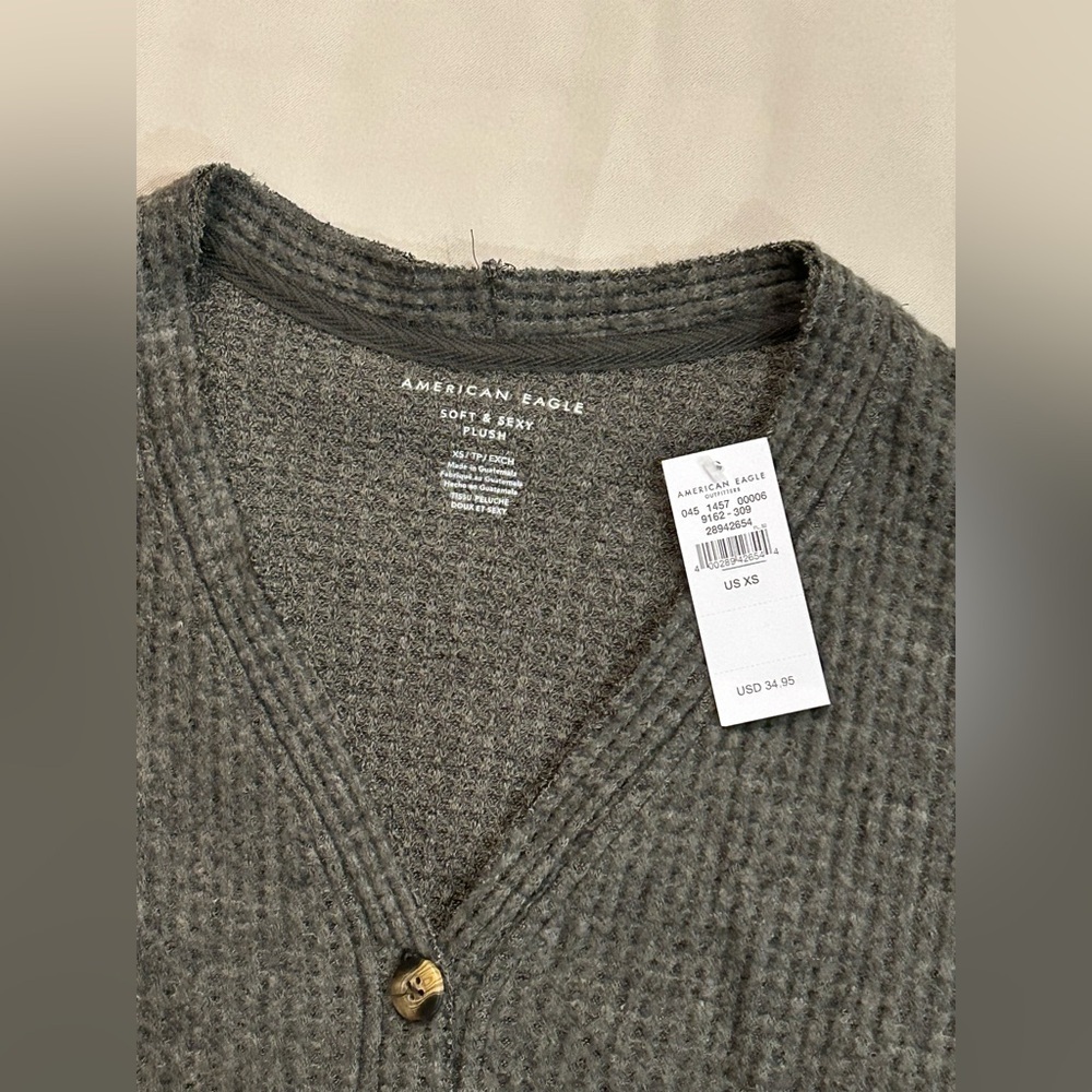 NWT American Eagle Soft & Sexy Plush Waffle Henley Long Sleeve Shirt - XS - Picture 6 of 10